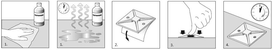 Instructions for use of self-adhesive mounting base